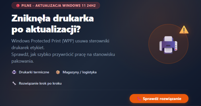 Zniknęła drukarka po aktualizacji?Nie możesz dodać drukarki przez TCP/IP?